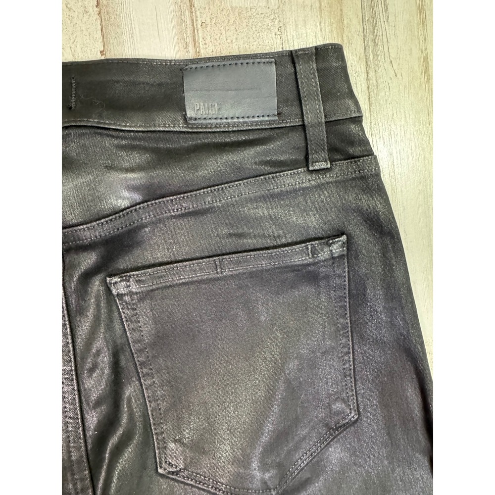 NWT PAIGE Jeans Womens 29 Black Anessa 31 High Rise Wide Leg Fog Luxe Coating - Picture 5 of 16